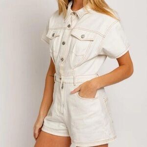 Zara Denim White Romper